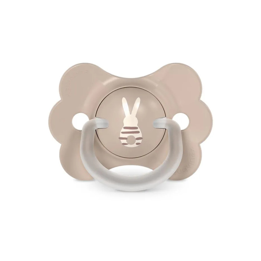 Sucette à tétine physiologique en silicone SX PRO Wonderland Papillon 0-6M décorée en beige 