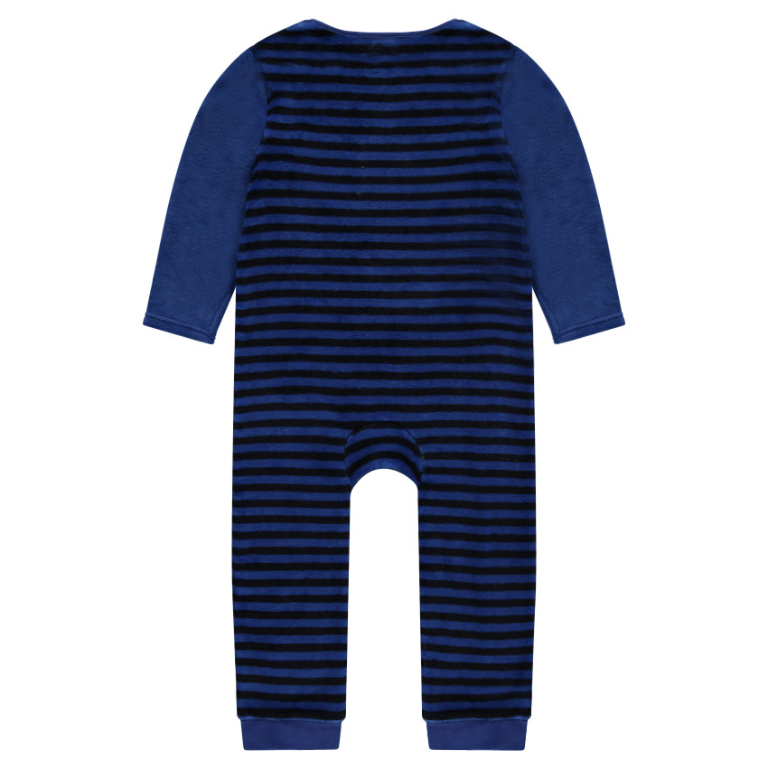 Surpyjama en sherpa zippé avec rayures et fusée brodée 