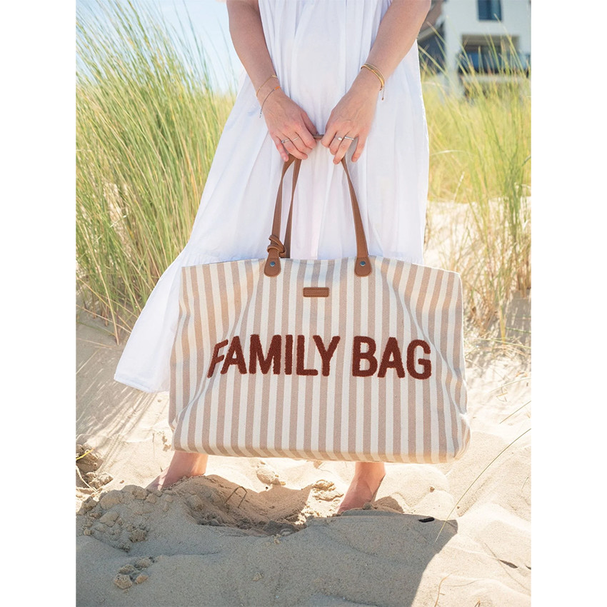Sac à langer Family Bag Rayures Nude Terracotta 
