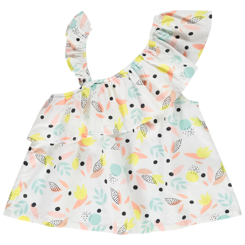 Tunique asymétrique imprimé feuilles pour fille 