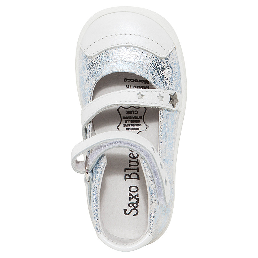 Babies argentées en cuir avec étoiles fantaisie 