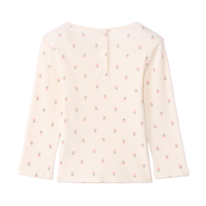 T-shirt manches longues côtelé imprimé fleurs pour bébé fille 