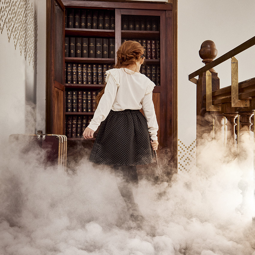 Jupe en jacquard imprimé étoiles lurexées pour fille 