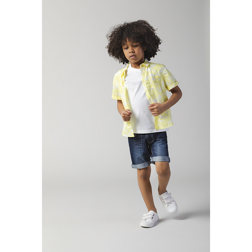 Chemise manches courtes à palmiers imprimés all-over 