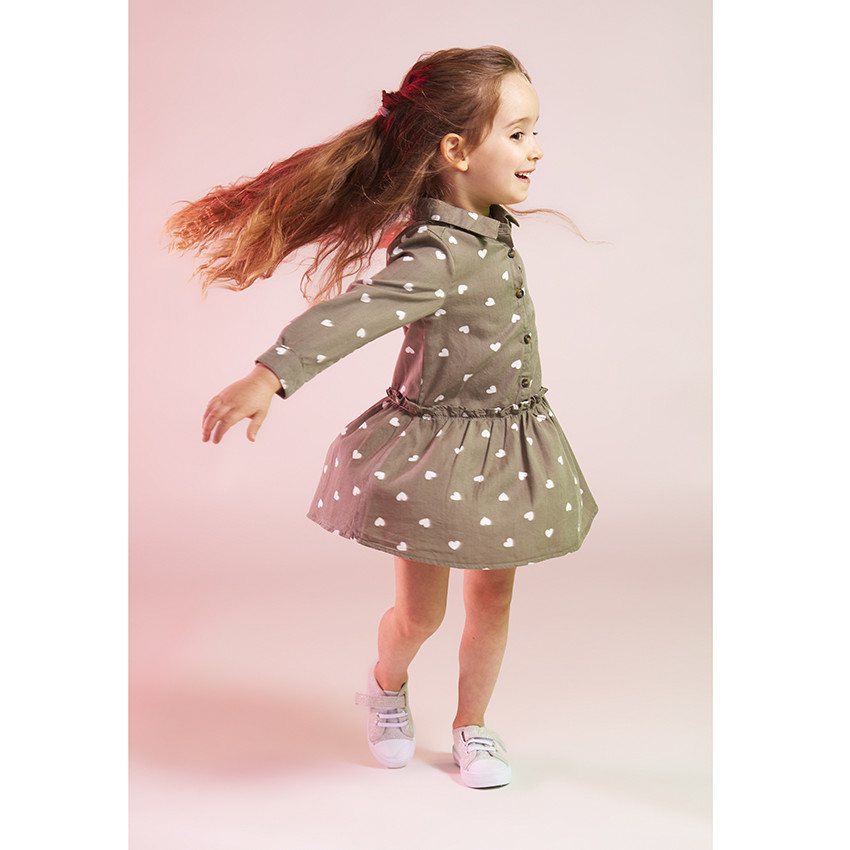 Robe manches longues en lyocell imprime c urs pour fille Orchestra