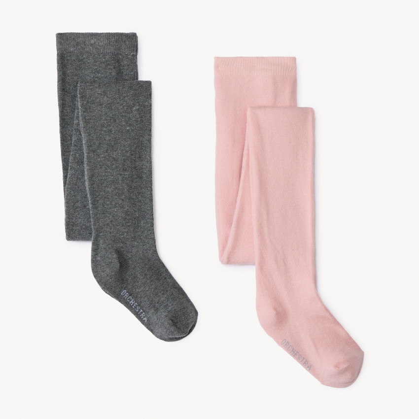 Lot de 2 collants épais unis pour fille