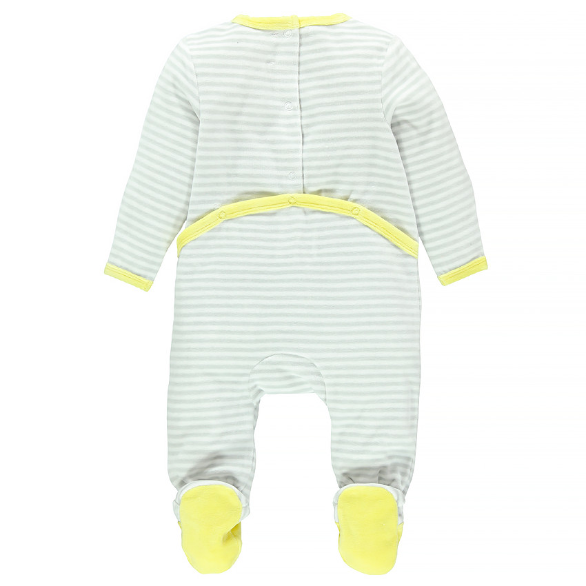 Dors-bien en velours rayé avec broderies 