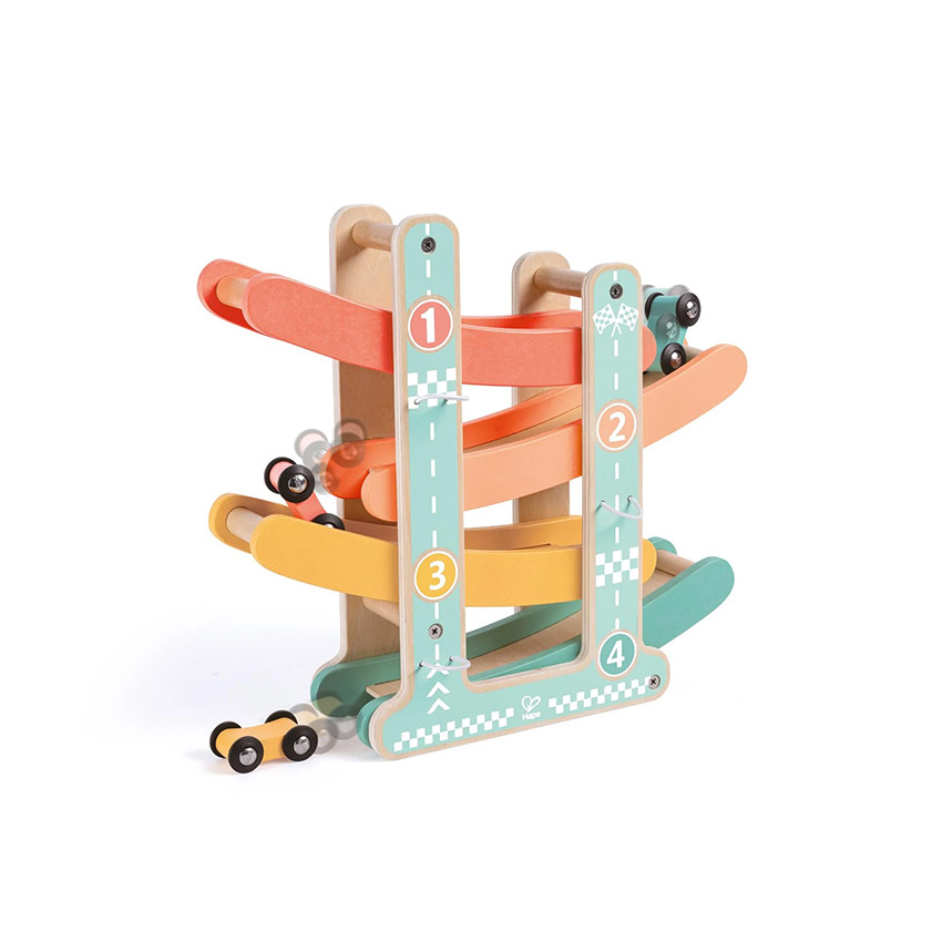 Piste de course et voitures en bois  