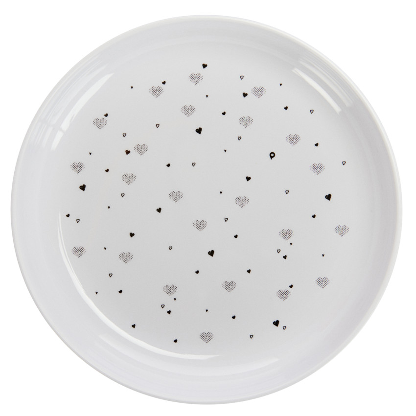 Assiette en mélamine imprimé cœurs bleu 