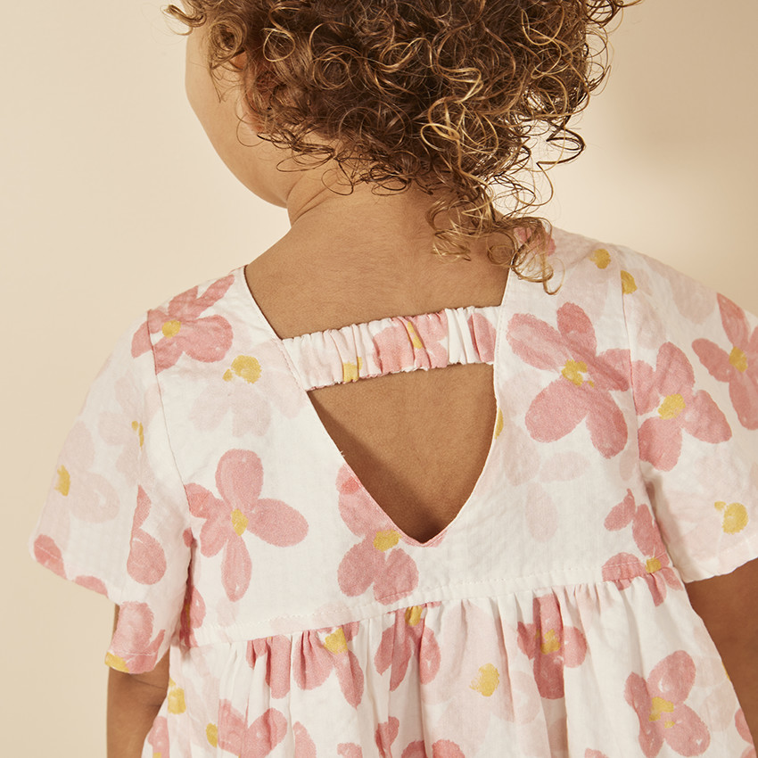 Robe manches courtes volantée imprimé floral pour bébé fille 