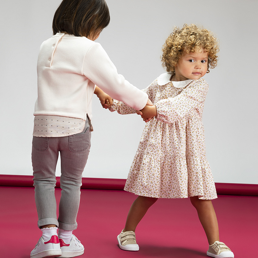 Sweat 2 en 1 en molleton contre collé et sherpa avec broderies pour bébé fille 