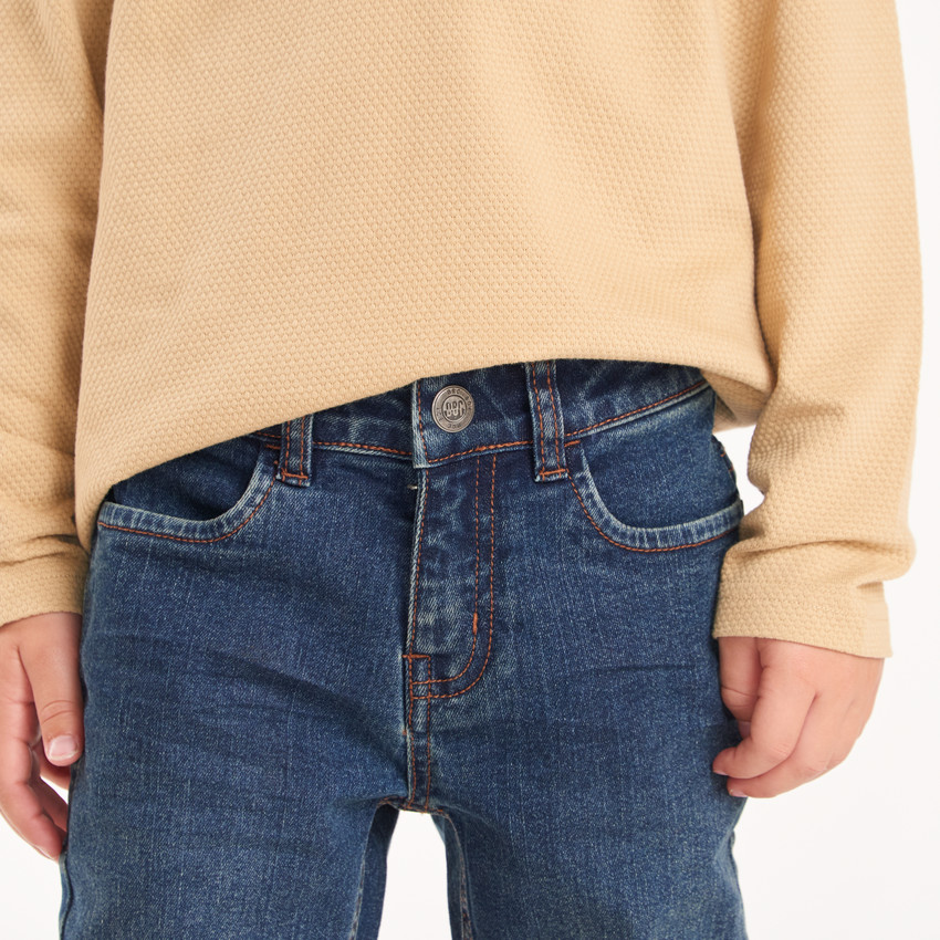 Jean slim en denim avec coutures contrastées pour garçon 