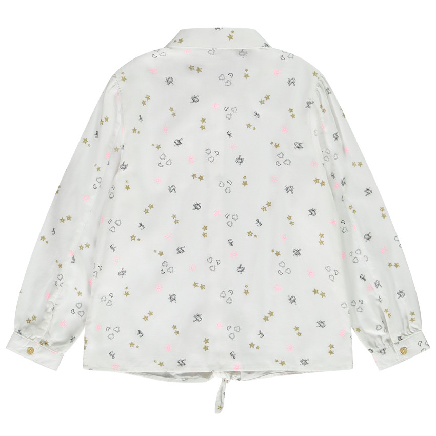 Chemise manches longues en coton imprimé fantaisie pour fille 