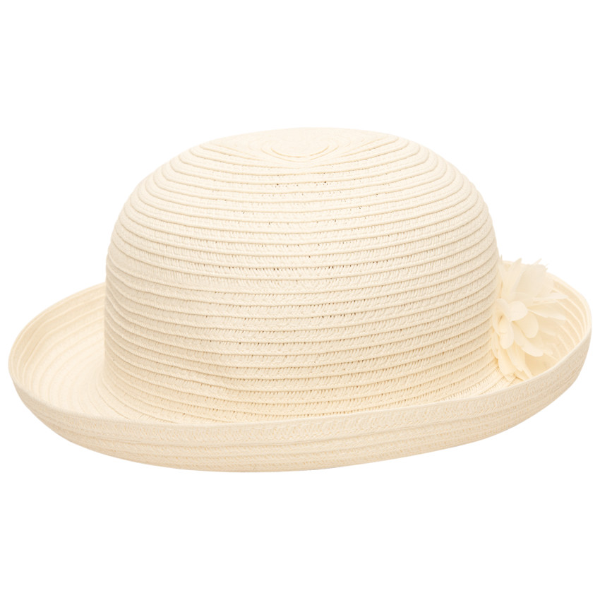 Chapeau en paille avec fleur pour bébé fille