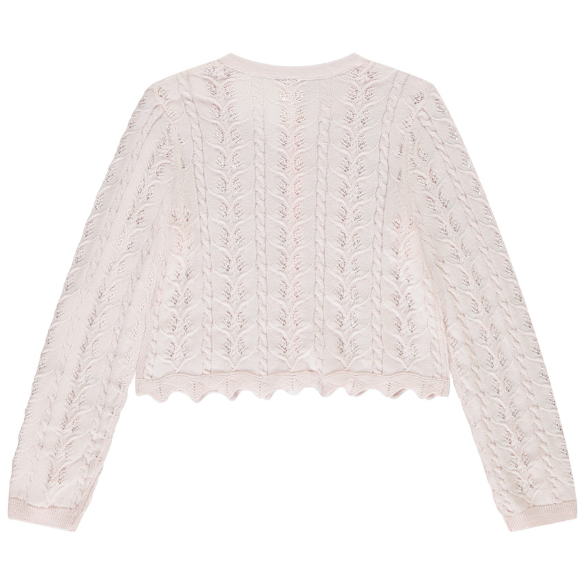 Gilet manches longues en tricot fantaisie uni pour fille 