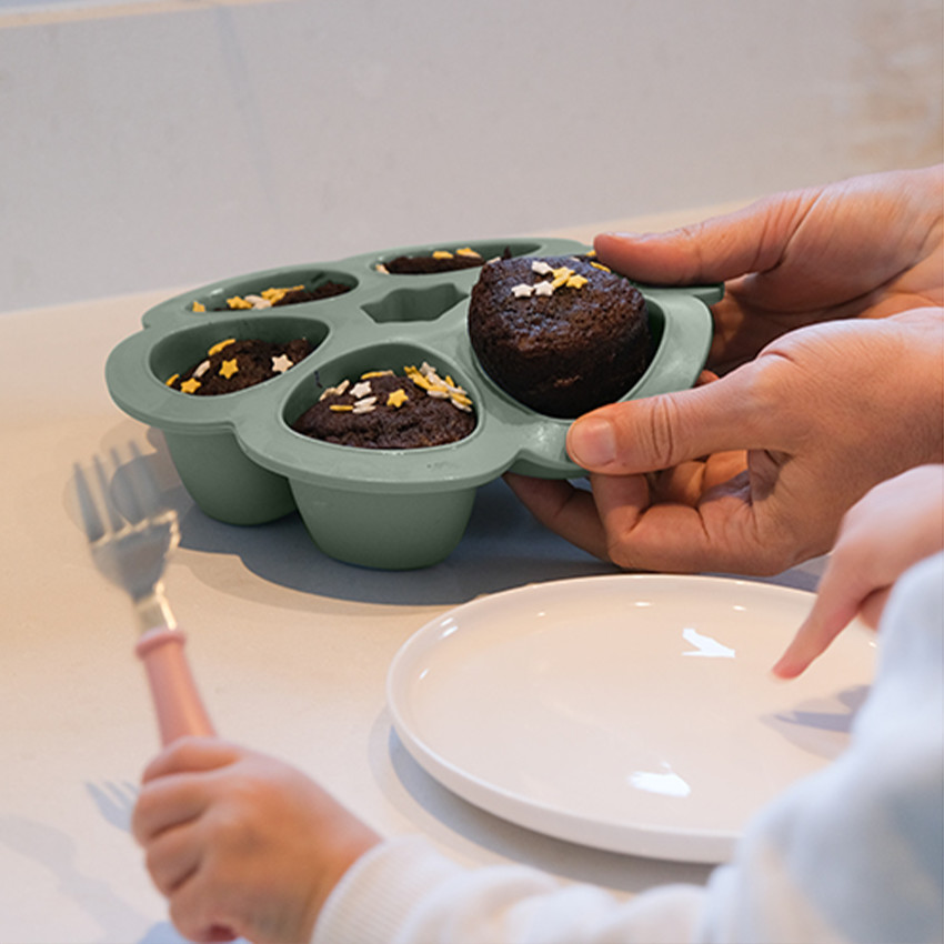 Moule de conservation multiportions en silicone 6x150 ml Vert Sauge 