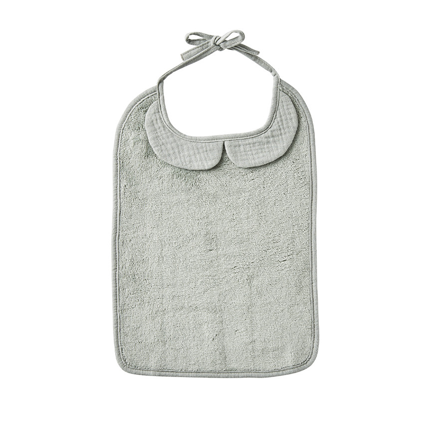 Bavoir grand modèle bambou et gaze Mix & Match vert gris 