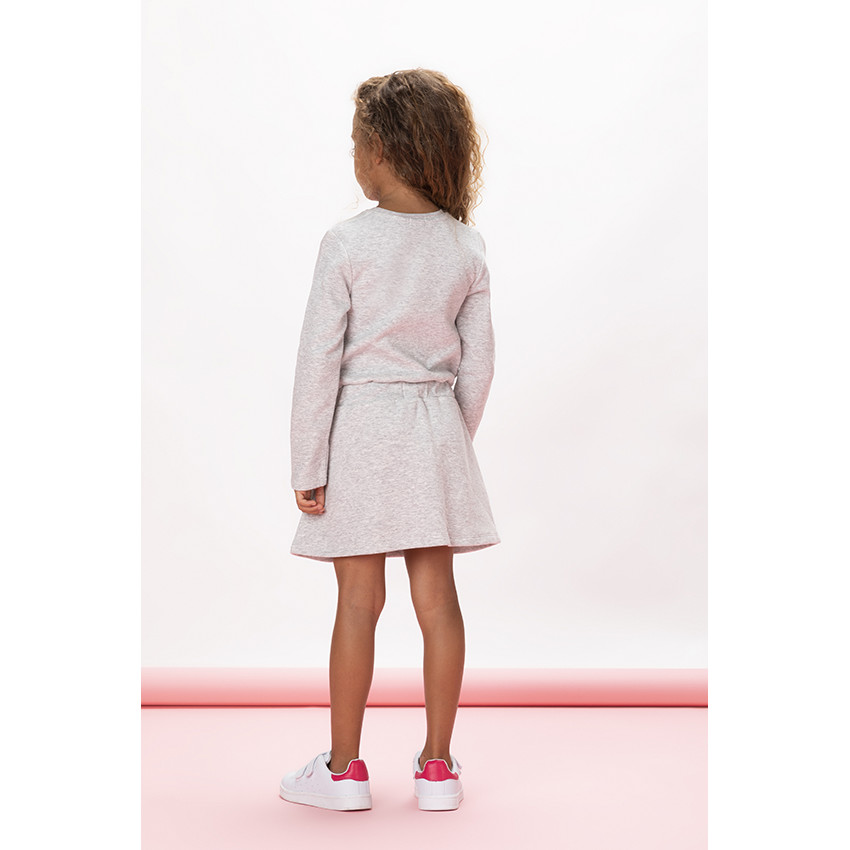 Robe manches longues en molleton fantaisie avec print pour fille 