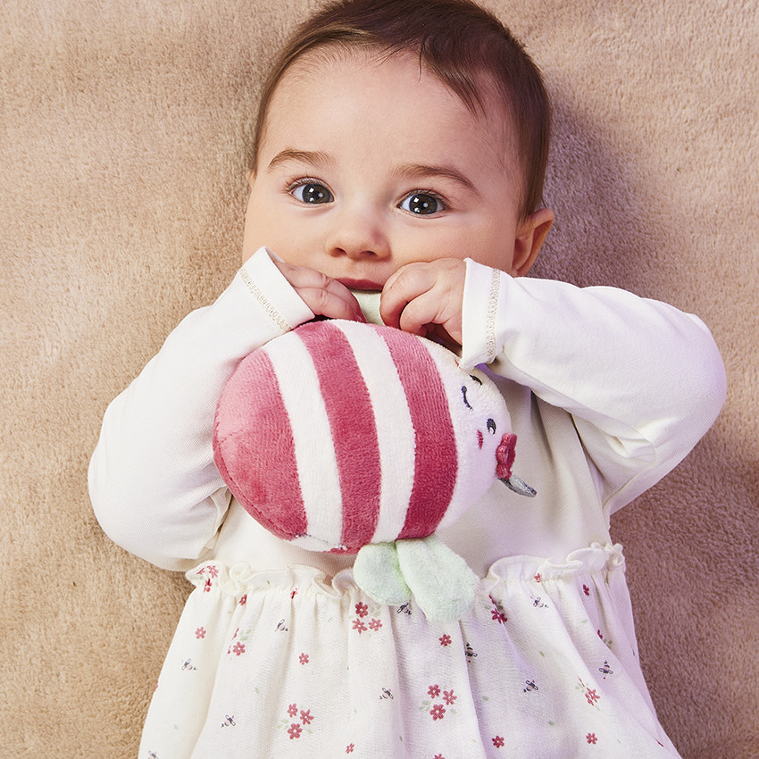 Robe bi matiere effet 2 en 1 imprime fleuri pour bebe fille