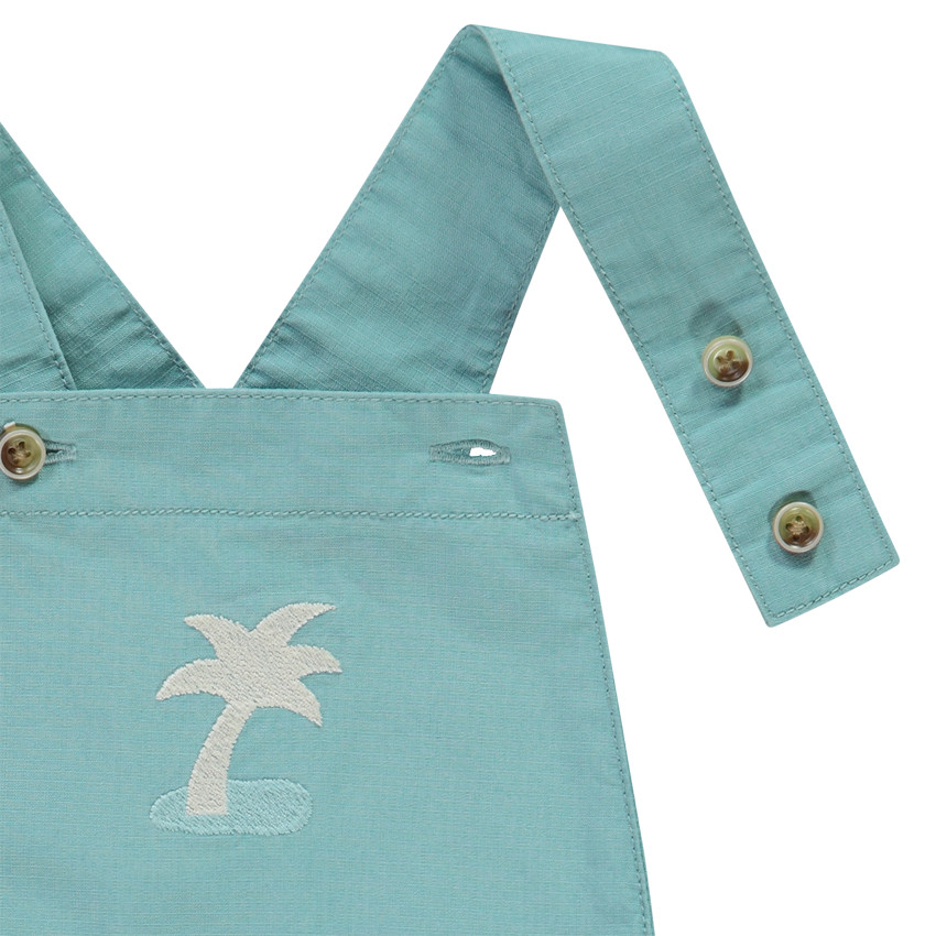 Salopette courte broderie palmier pour bébé garçon 