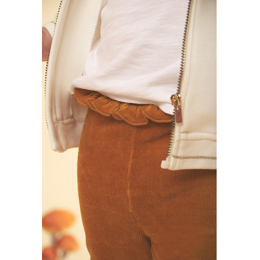 Legging en velours à taille volantée pour bébé fille 