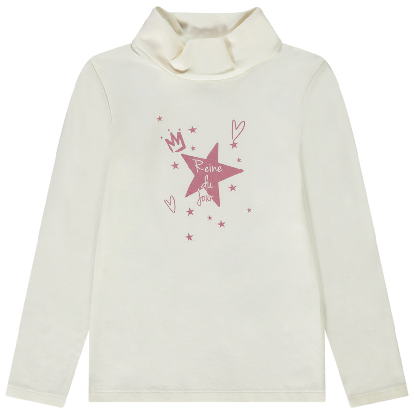 Sous-pull col roulé en jersey print étoile pour fille 