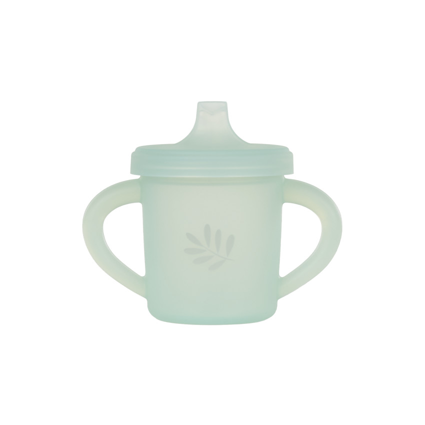 Tasse à bec avec anses latérales et motif feuillage 