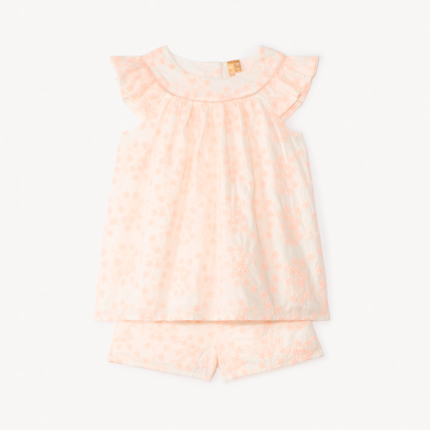 Ensemble 2 pièces débardeur + short en broderie anglaise pour bébé fille 