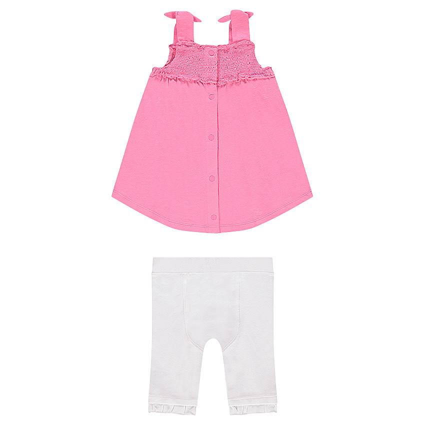 Ensemble tunique avec badges Smiley et legging avec noeuds contrastés 