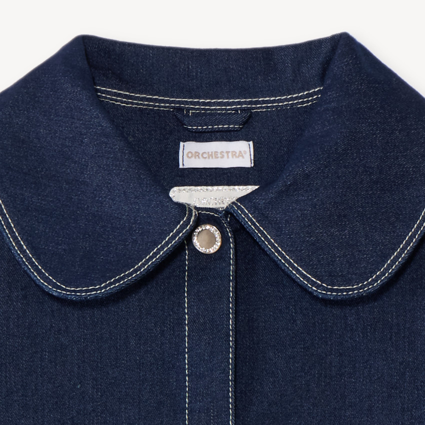 Veste en jean fille avec col claudine 