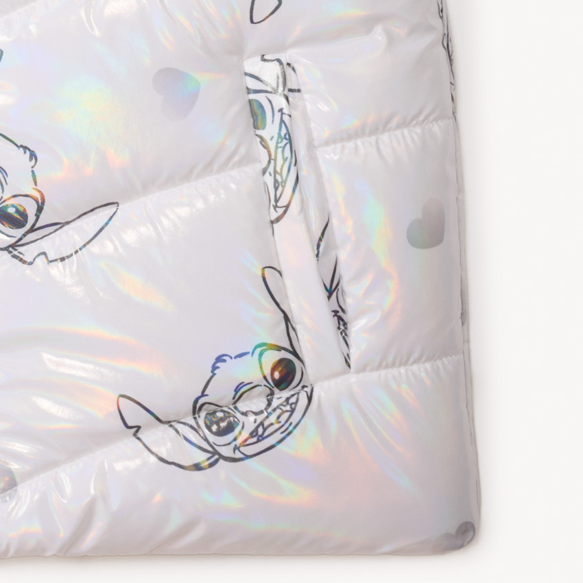 Doudoune sans manches irisée imprimé Stitch 