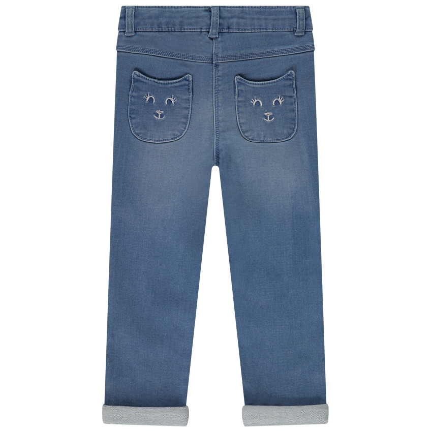 Jean slim a poches chat pour bebe fille