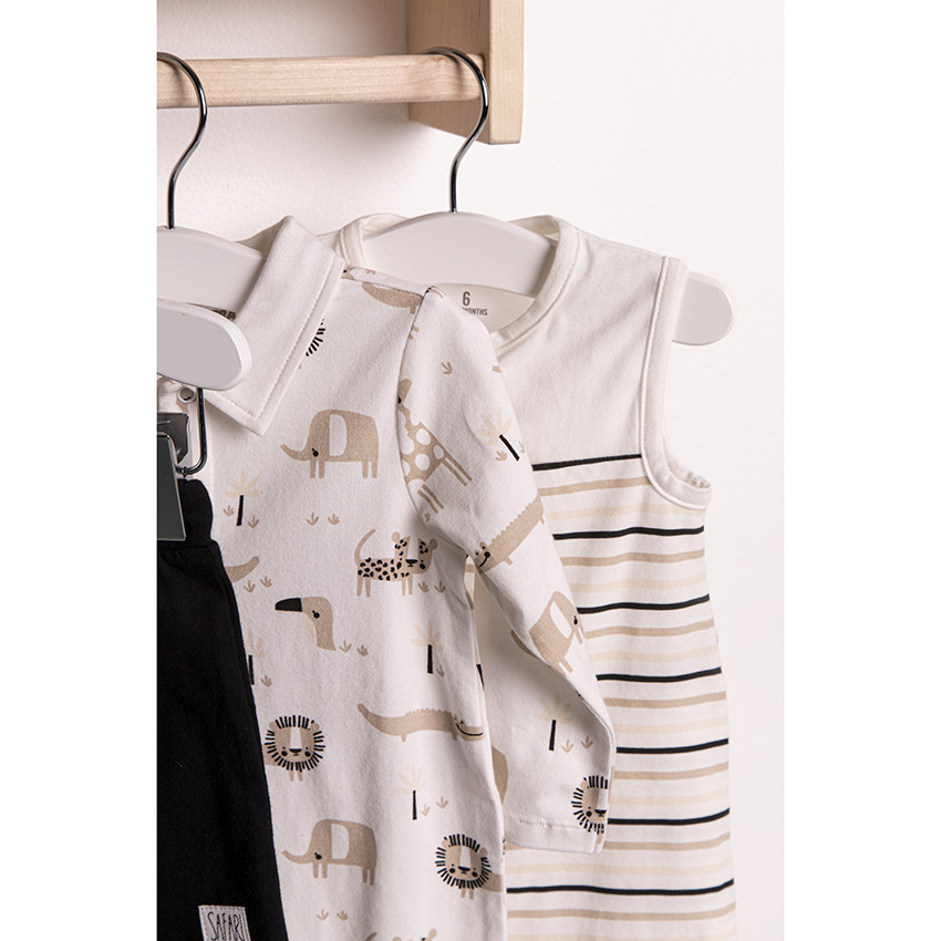 Combinaison courte en coton bio à animaux printés all-over 