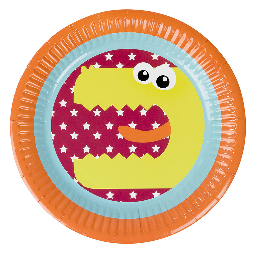 Lot de 10 assiettes anniversaire en carton motif dragon 