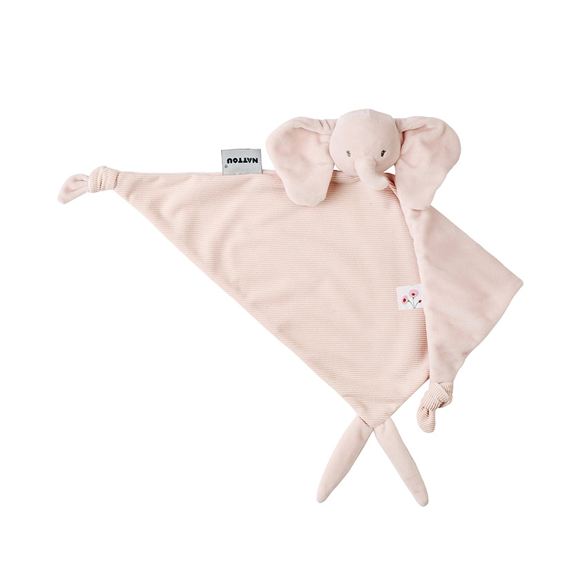 Doudou maxi - velours - éléphant - Fanfan - Rose - 60x40 cm 