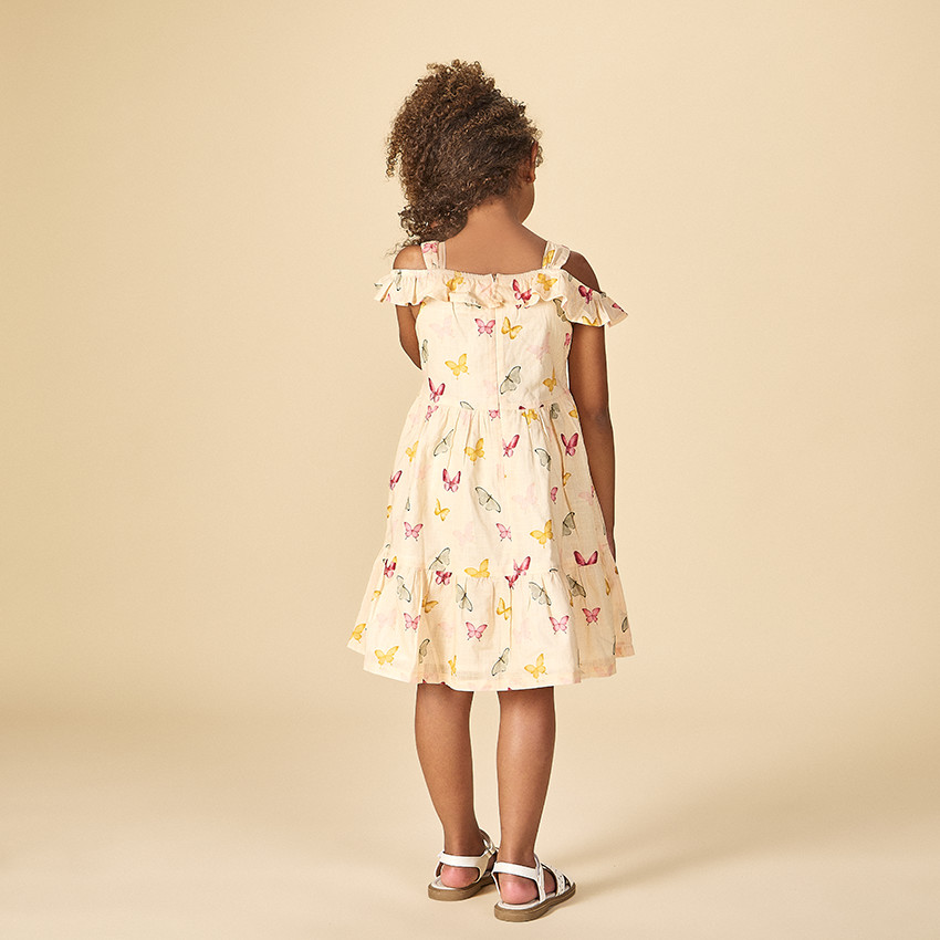 Robe à épaules tombantes imprimé papillons pour fille 