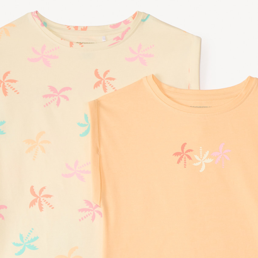 Lot de 2 t-shirts manches courtes forme boîte pour fille 