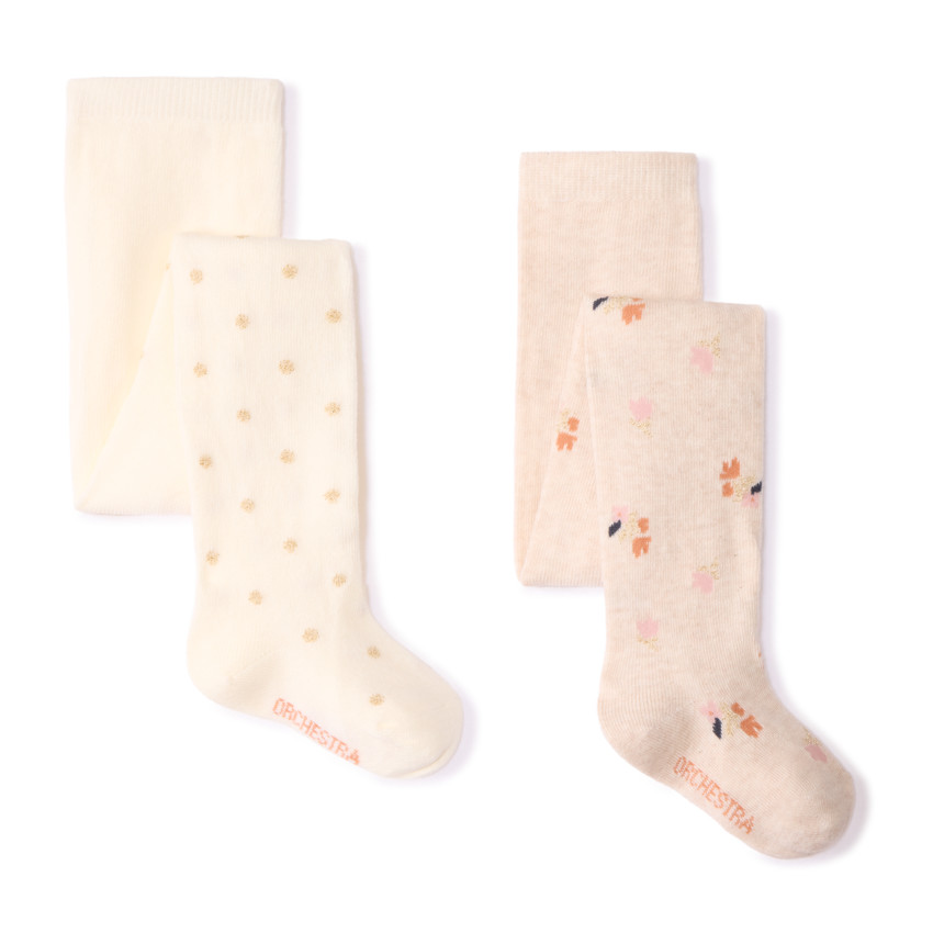 Lot de 2 paires de collants épais fantaisies pour bébé fille 