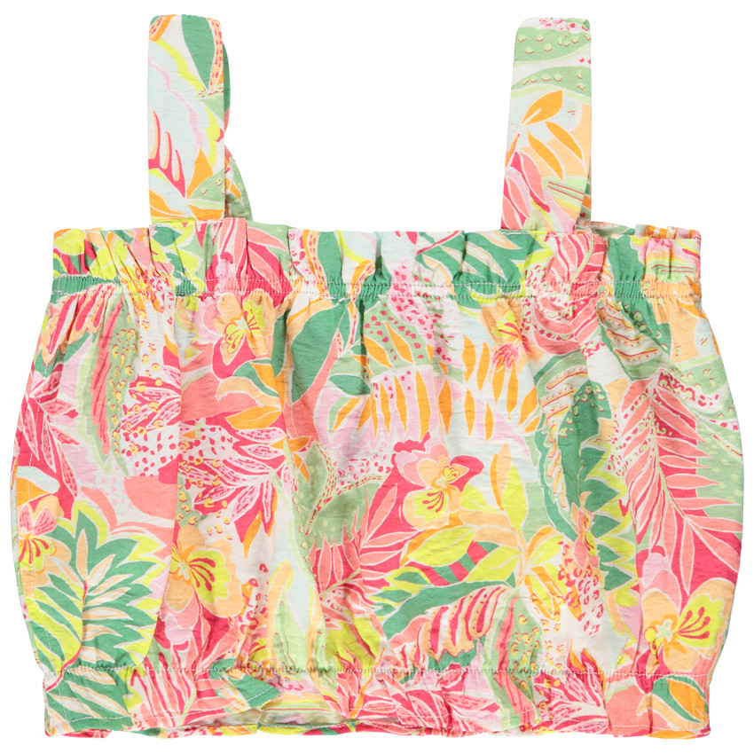 Top sans manches en voile imprimé tropique pour fille 