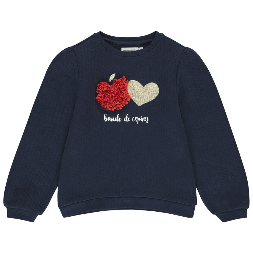 Sweat en molleton avec print fantaisie en relief et paillettes pour fille 