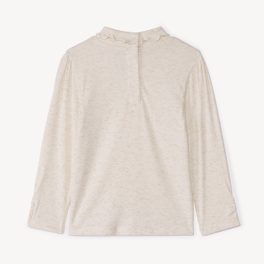 Sous-pull côtelé et scintillant à col roulé pour bébé fille 