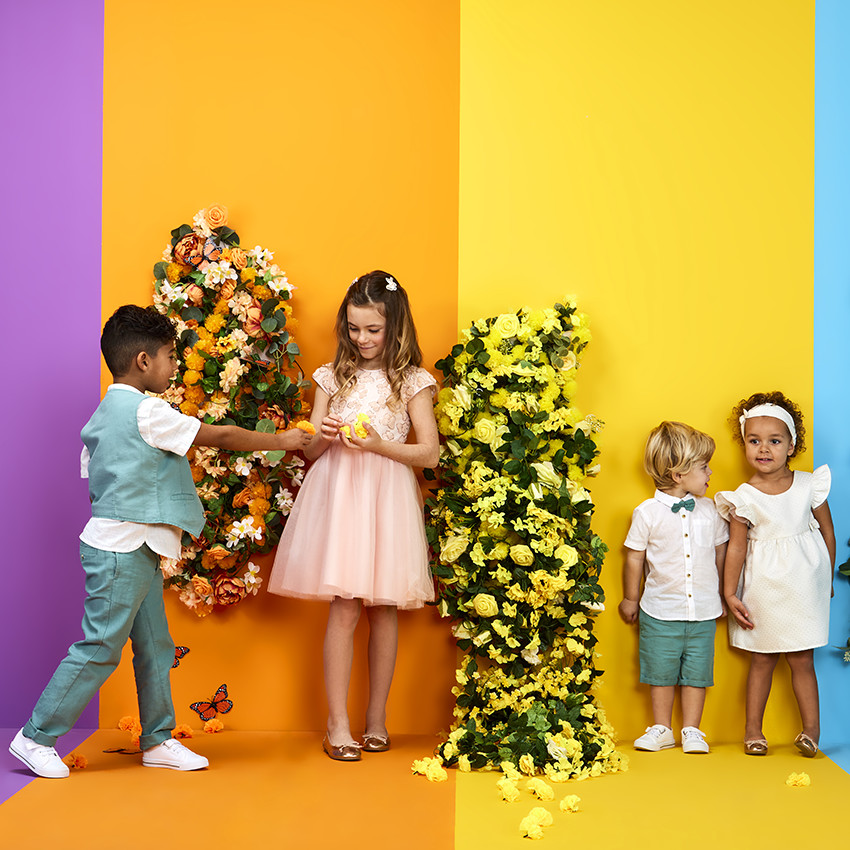Robe de cérémonie en tulle avec papillons en sequins pour fille 