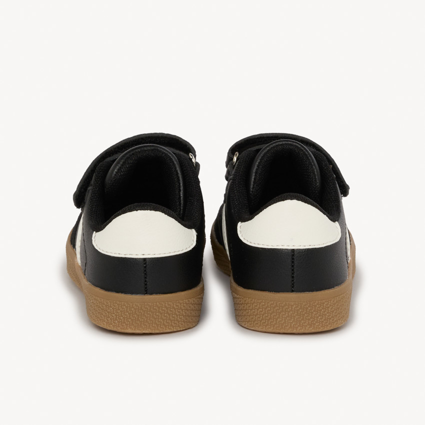 Baskets de sport noir à lacets et velcro pour bébé garçon 