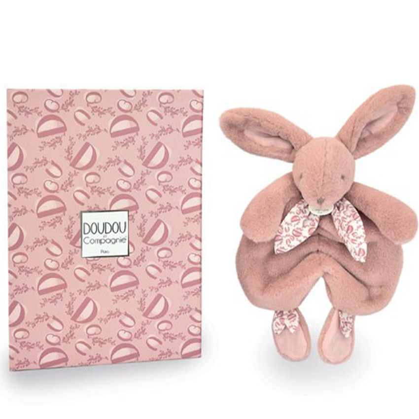 Doudou Lapin plat 29cm Rose poudré