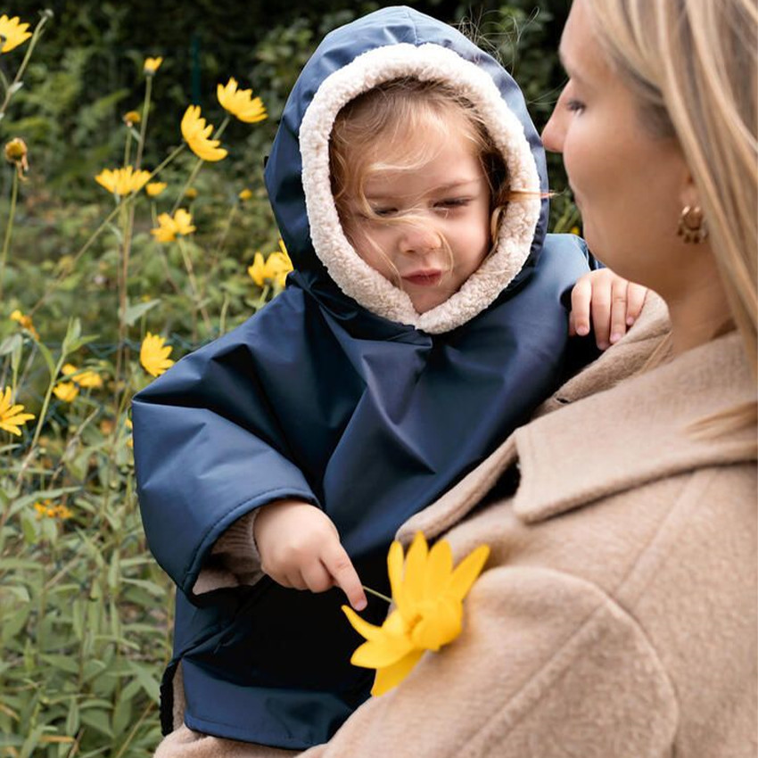 Poncho de voyage - Waterproof + teddy - Navy - 9/36 m 