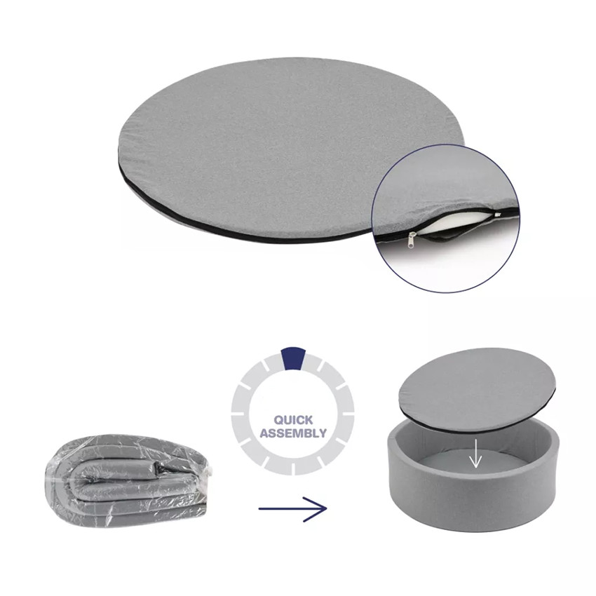 Piscine à balles ronde en mousse + 100 balles gris 