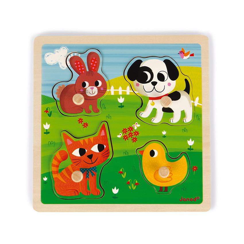 Puzzle tactile Mes premiers animaux - 4 pièces  