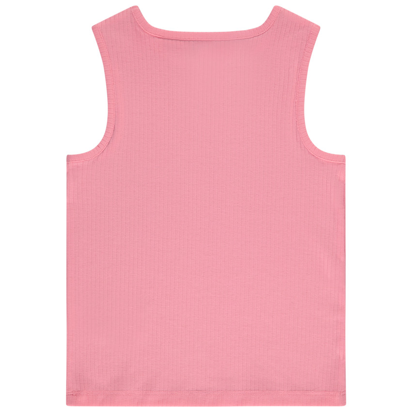 Débardeur uni côtelé à goutte ajourée pour fille 
