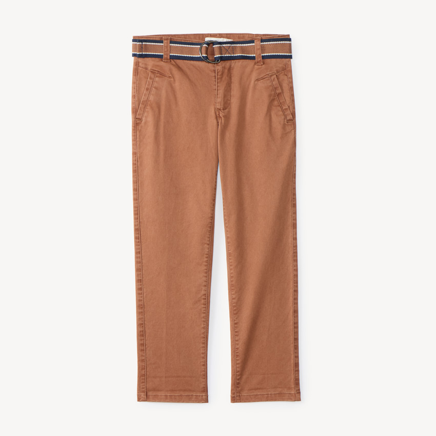 Pantalon garçon droit en toile avec ceinture