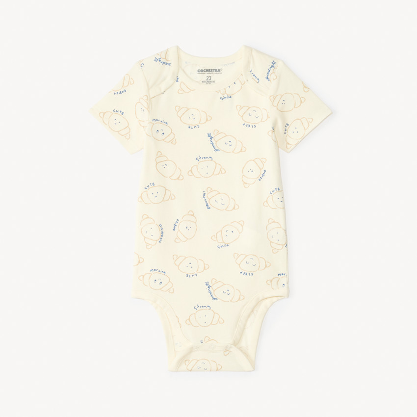 Lot de 3 bodies manches courtes motifs croissants pour bébé garçon (ouvertures différentes selon l'âge) 